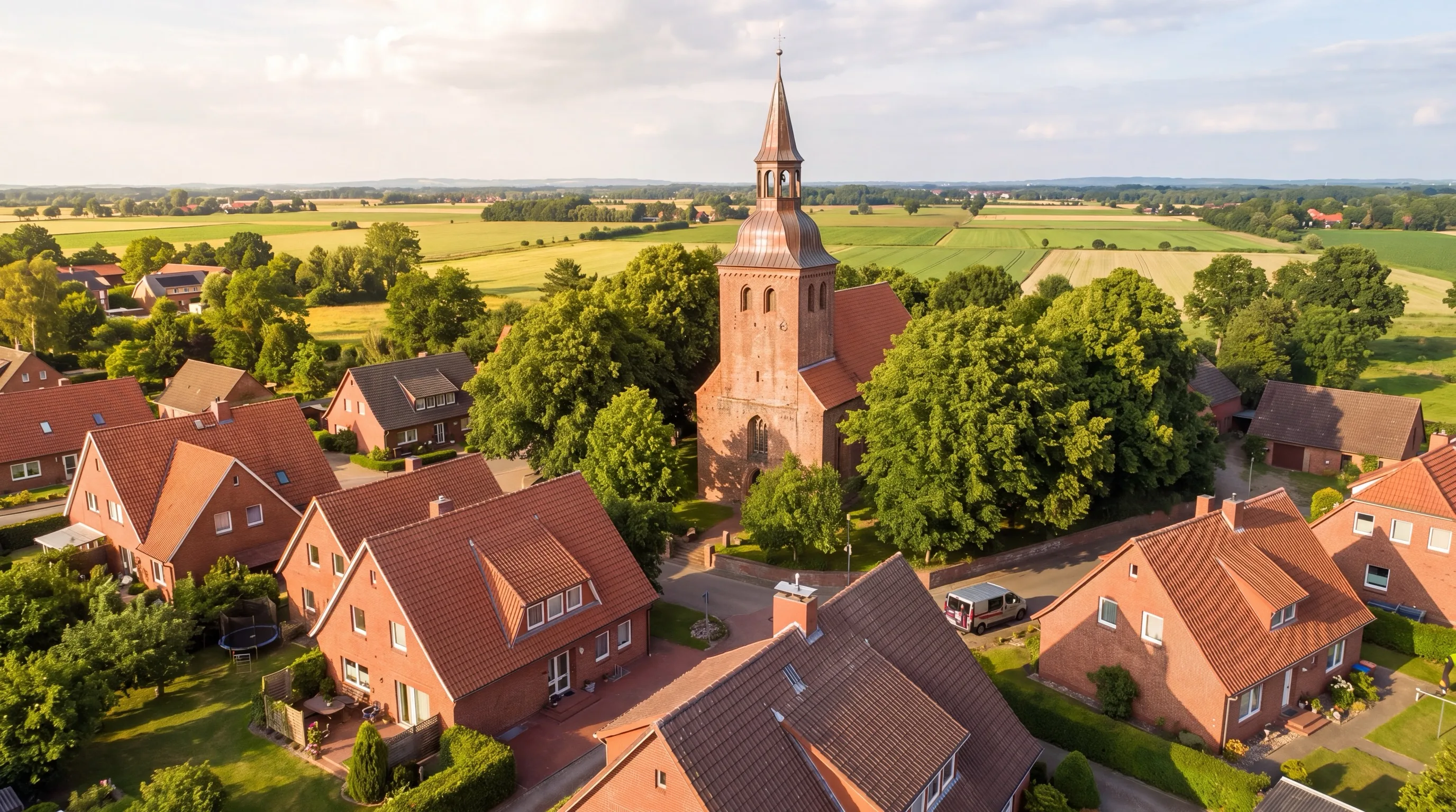 Luftaufnahme einer Kleinstadt in der Region Wildeshausen